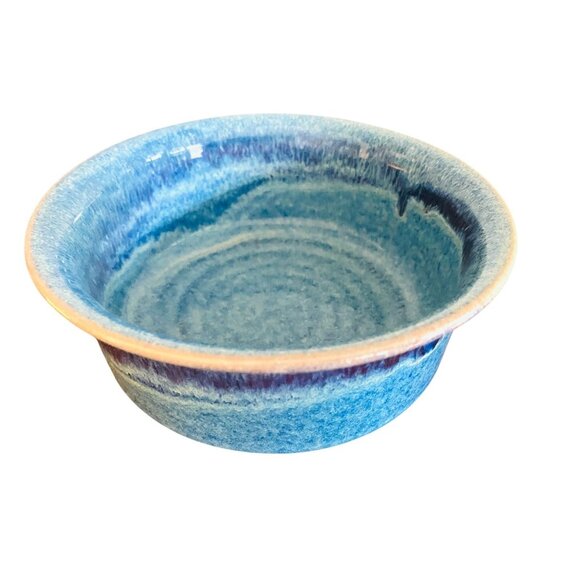 Clarksville Pottery Drip Glaze Bowl 6.5 Inch W Blue Signed Fuelau Stoneware - Picture 3 of 10